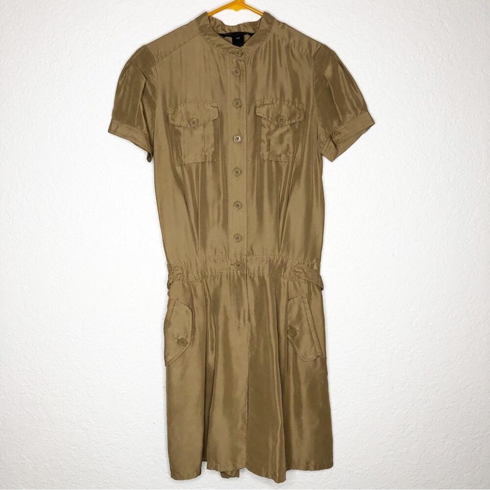 Marc by Marc Jacobs brown silk button front safari utility romper Extra Small XS